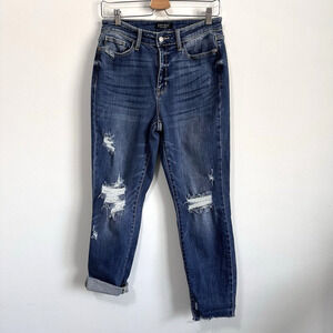 Judy Blue Relaxed Fit Kyla Straight Destroyed Distressed‎ Jeans 5/27 JB82306MD